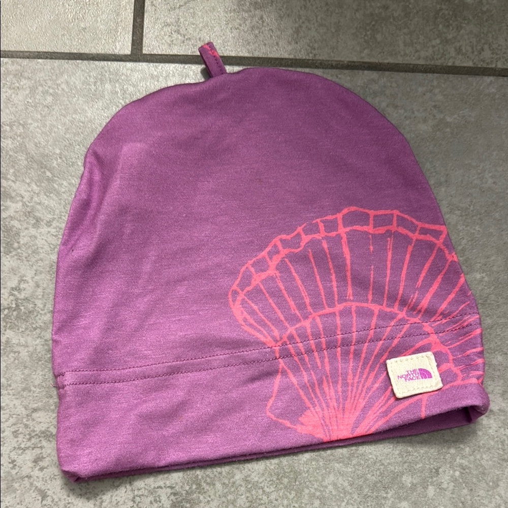 Purple Beanie with Pink Shell Design
